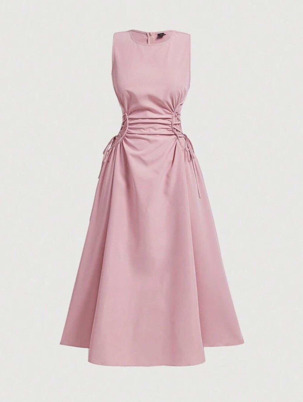 Sleeveless Pink Midi Dress with Side Tie